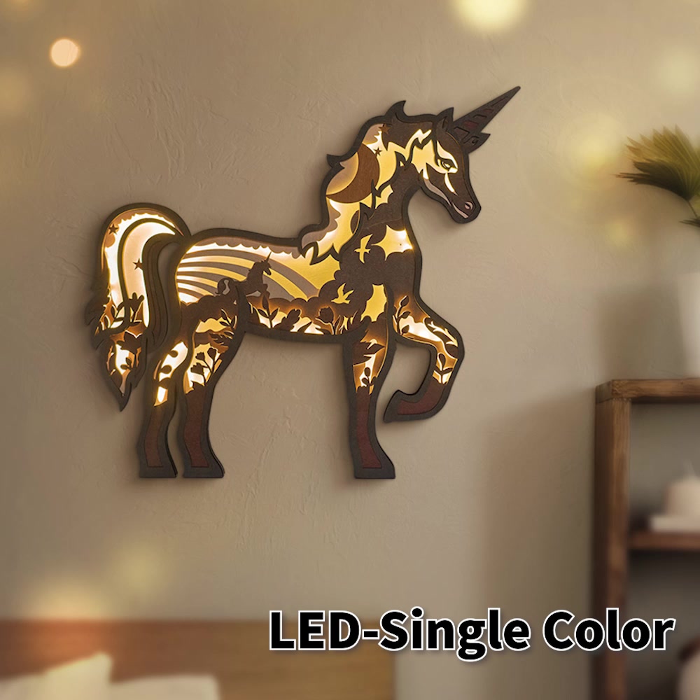 Unicorn Wooden Night Light, Fairytale Themed Room Decor,Kid Gift, Housewarming Gift