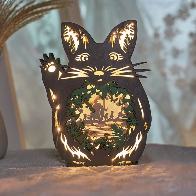Chinchillas Wooden Carving Light, Suitable For Bedroom, Bedside, Desk, Exquisite Night Light