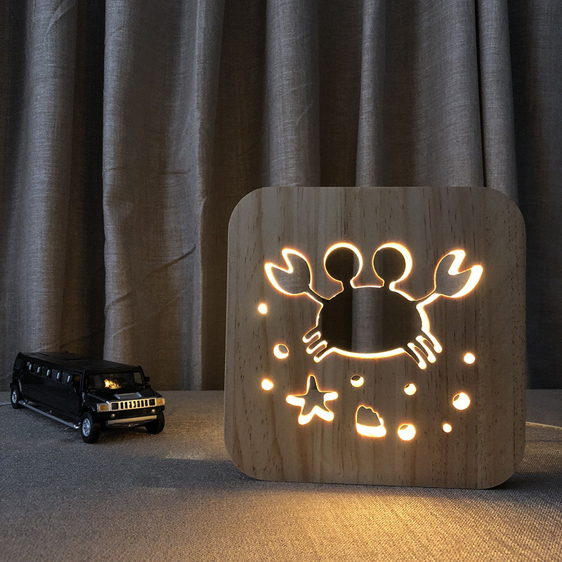 Crab Wooden Frame Night Light