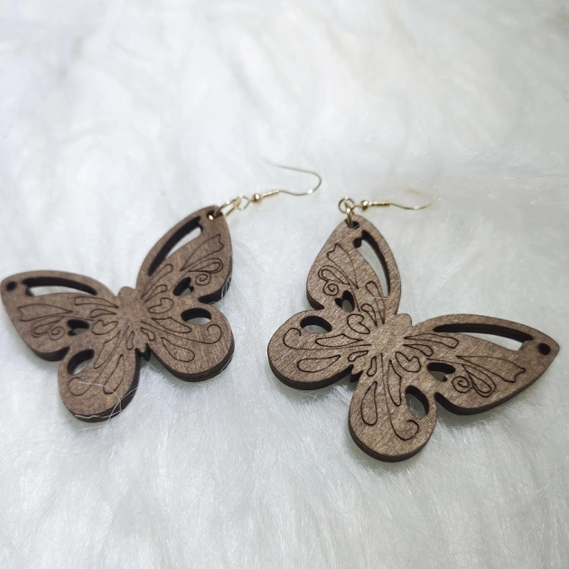 Classic Fashion Wood Butterfly Cutout Earrings