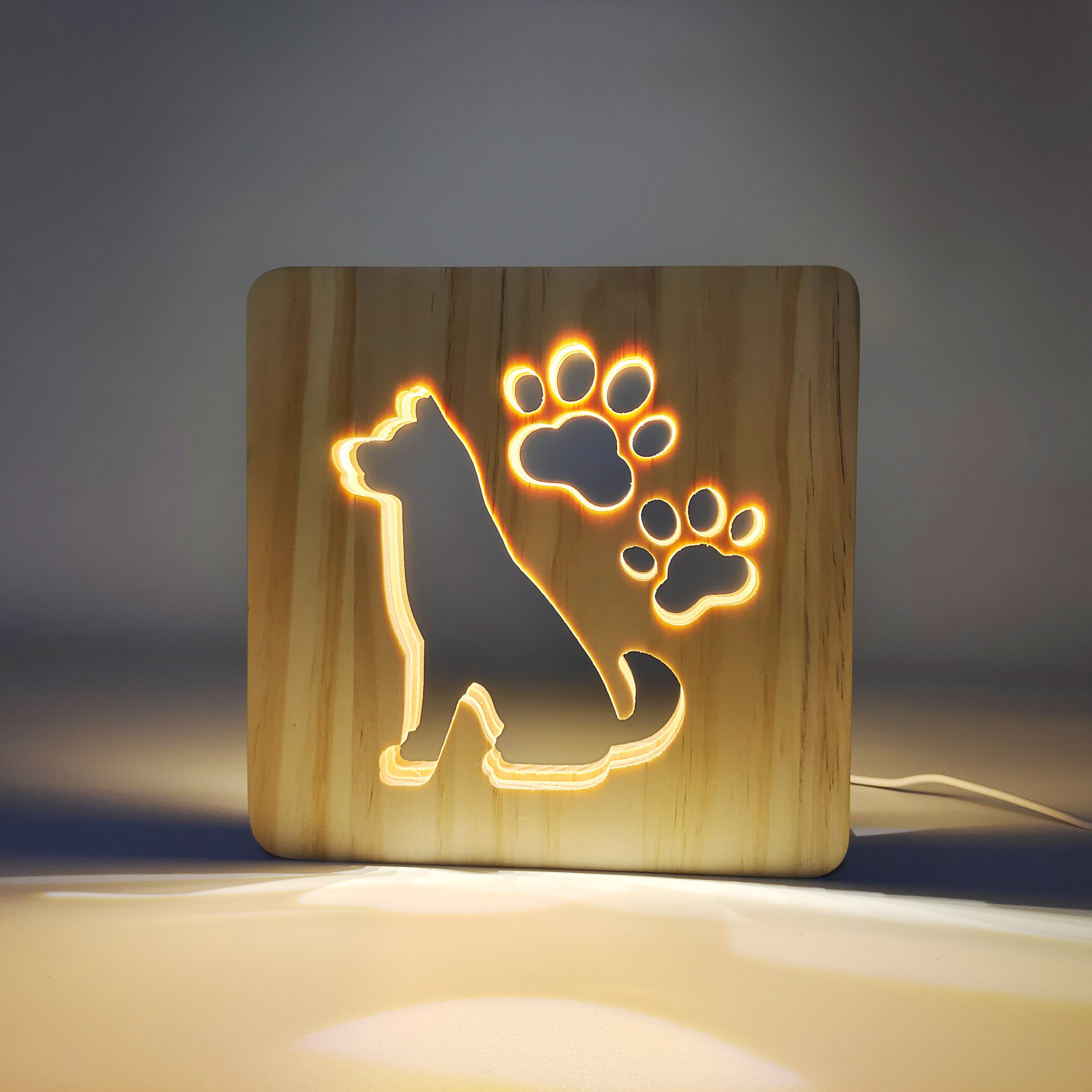 Dog Wood Frame Night Light