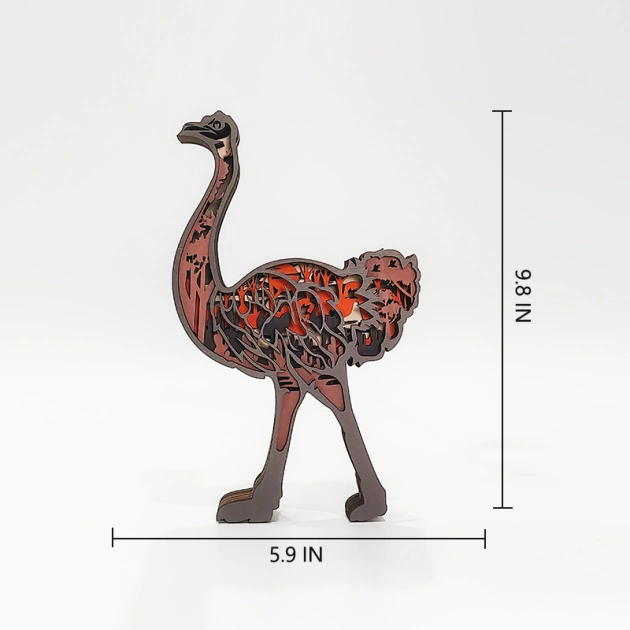 Ostrich Wooden Carving Gift.Home Decoration,Ostrich Lover Gift