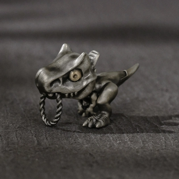 S925 Silver Artistic Carnotaurus Dino Retro Pendant with Moveable Limbs and Biteable Mouth