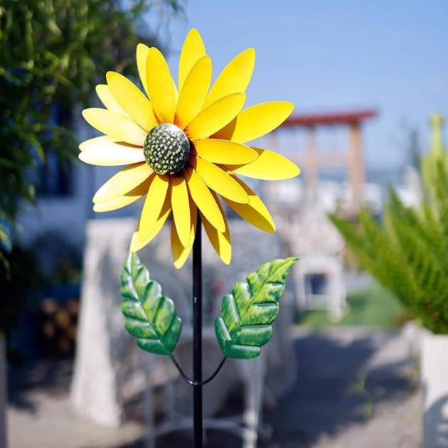 Large Sunflower spinner Metal Windmill Outdoor Garden Yard