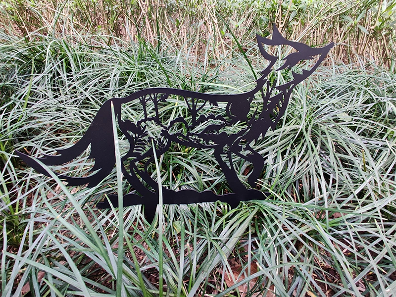 Garden Decor Art - Metal Fox Cardinal Silhouettes Lawn Ornaments, Festival Decorations