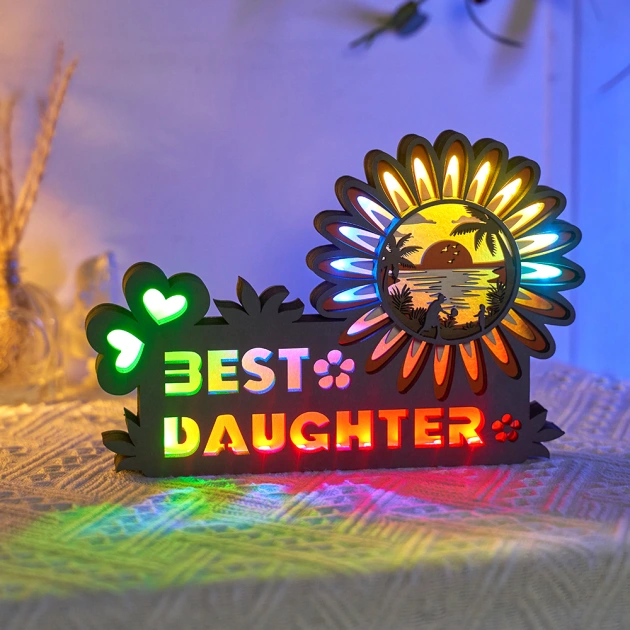 Best Daughter 3D Wooden Carving, Suitable for Home Decoration, Holiday Gift, APP and Remo