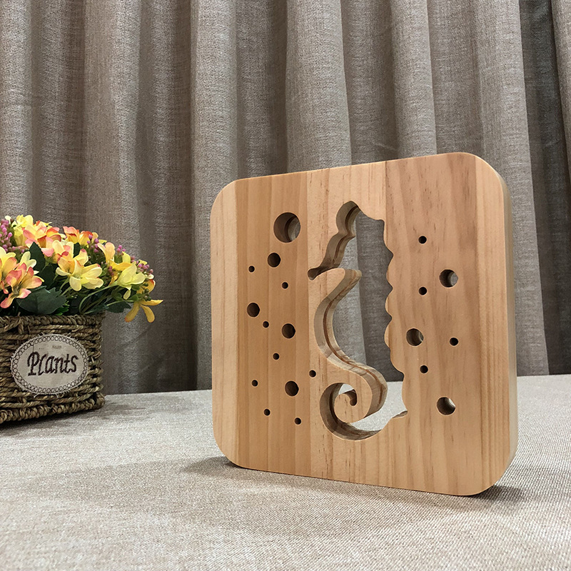 Seahorse Wood Frame Night Light