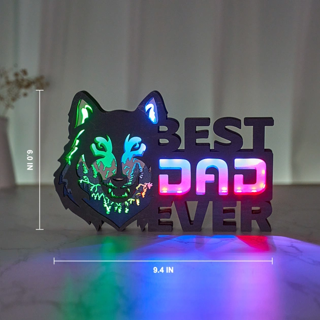 Best Dad Wooden Night Light with App Control and Remote Control