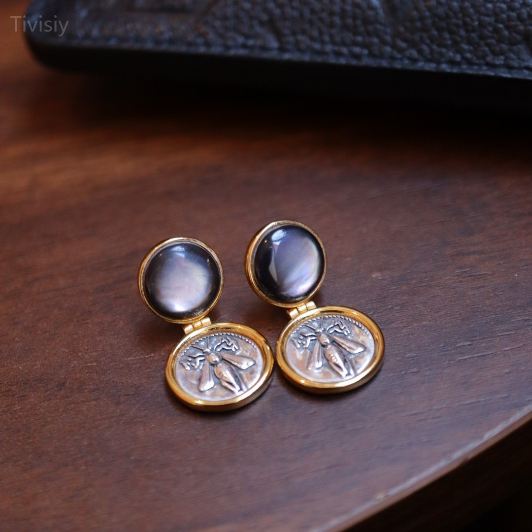 The Bee of Artemis and Stag Coin Shell Earrings