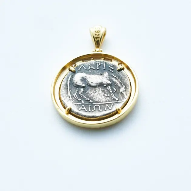 Nymph Larissa and Horse Coin Pendant