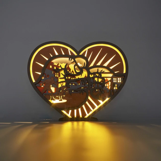 Dad's Love LED Wooden Night Light With Voice Control and Remote Control