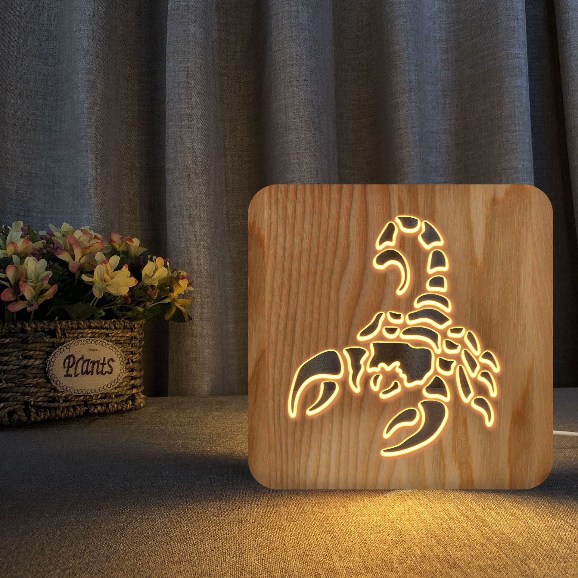 Scorpion Wood Frame Night Light