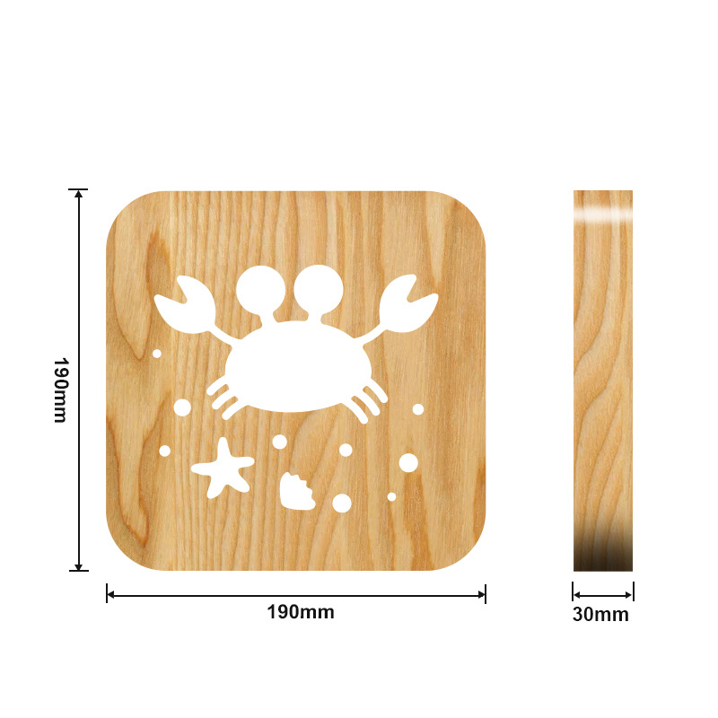 Crab Wooden Frame Night Light