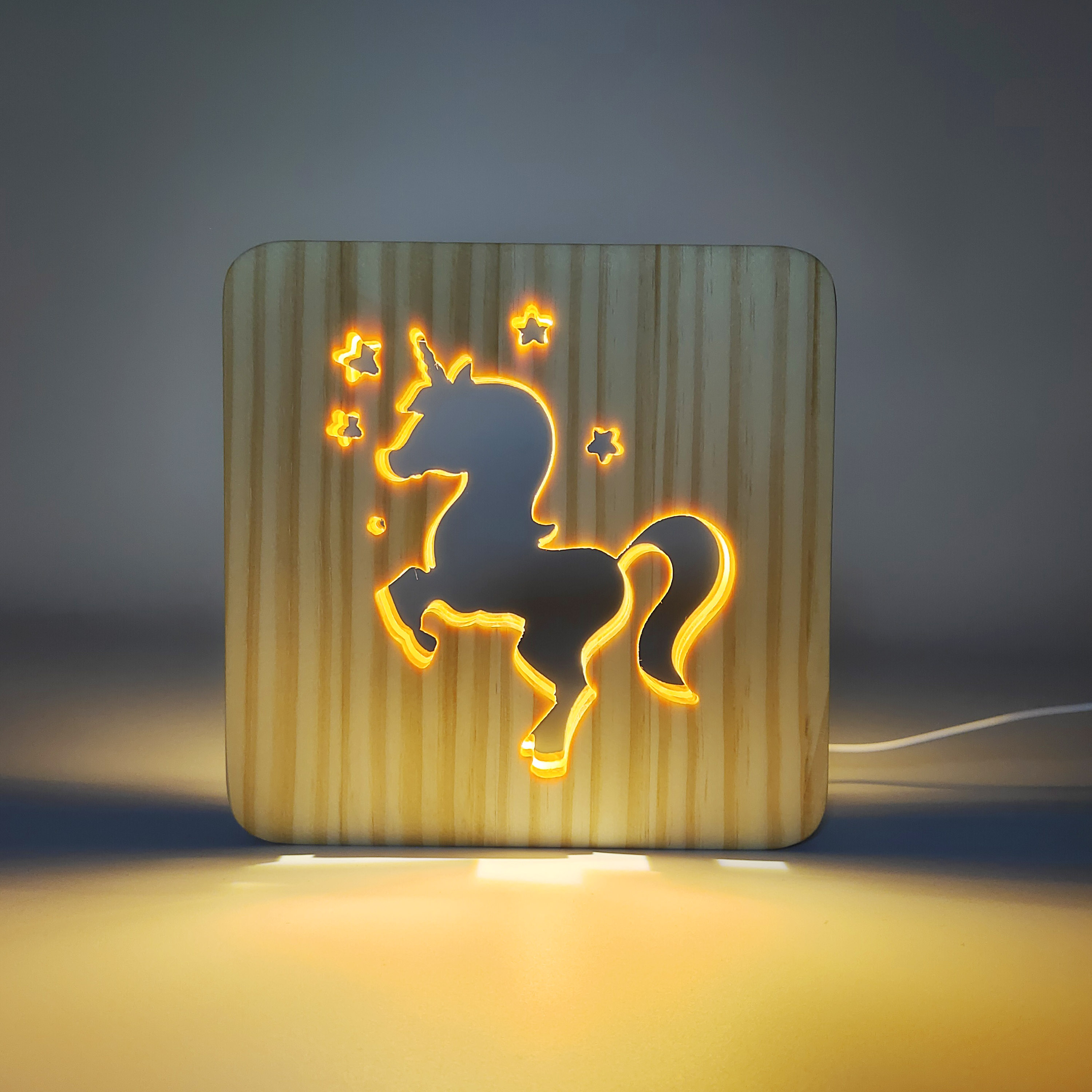 Unicorn Wood Frame Night Light