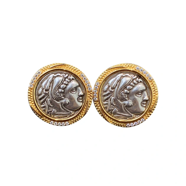 Alexander the Great and Zeus Coin Earrings