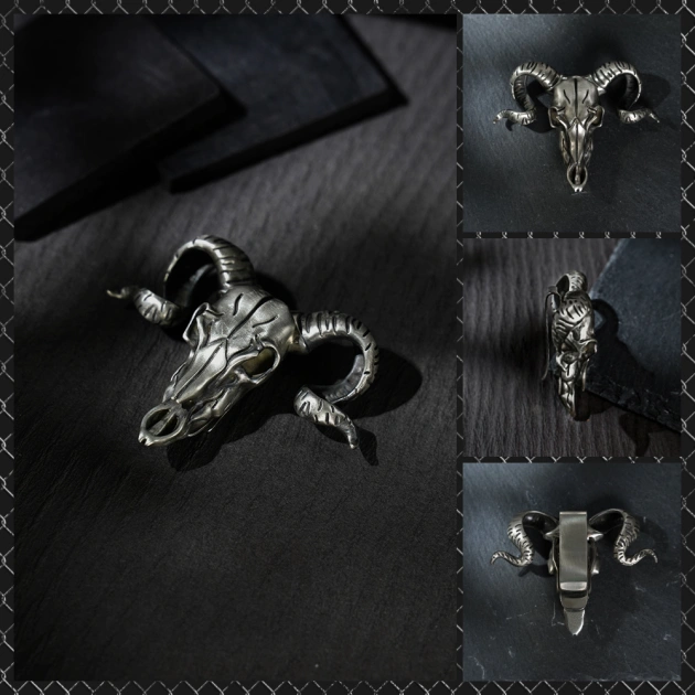 Retro Goat Head Knife Pendant, Goat Head Necklace with Concealed Blade