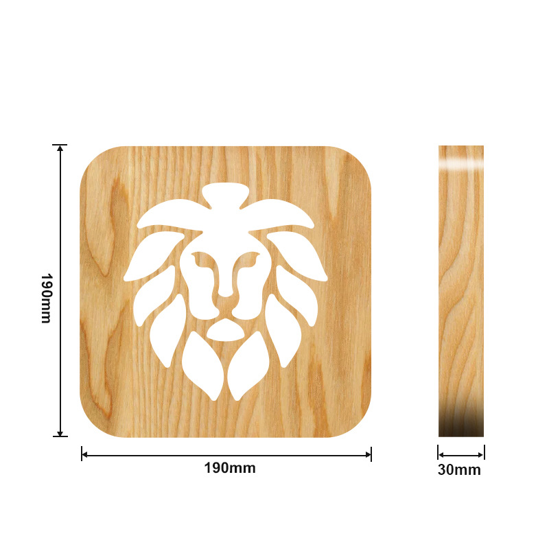 Lion Wooden Frame Night Light