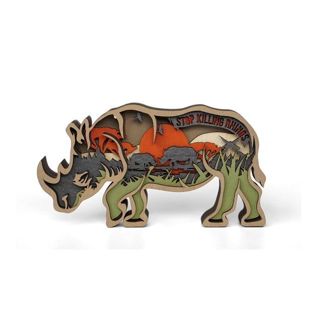 Rhino Wooden Night Light,Great Gift For The Outdoor Explorer, Husband, Father