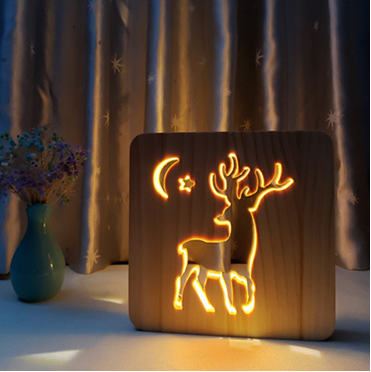 Reindeer  Wood Frame Night Light