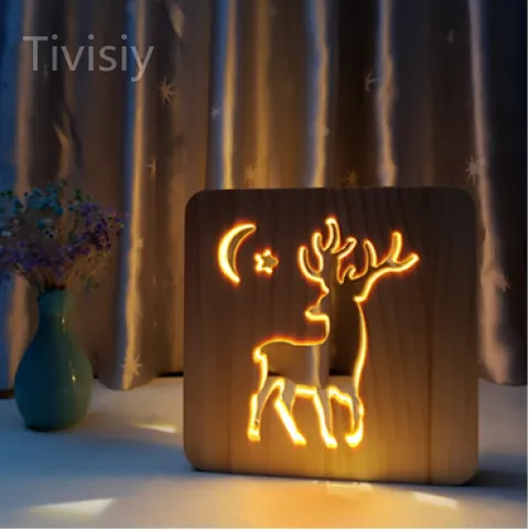 Reindeer  Wood Frame Night Light