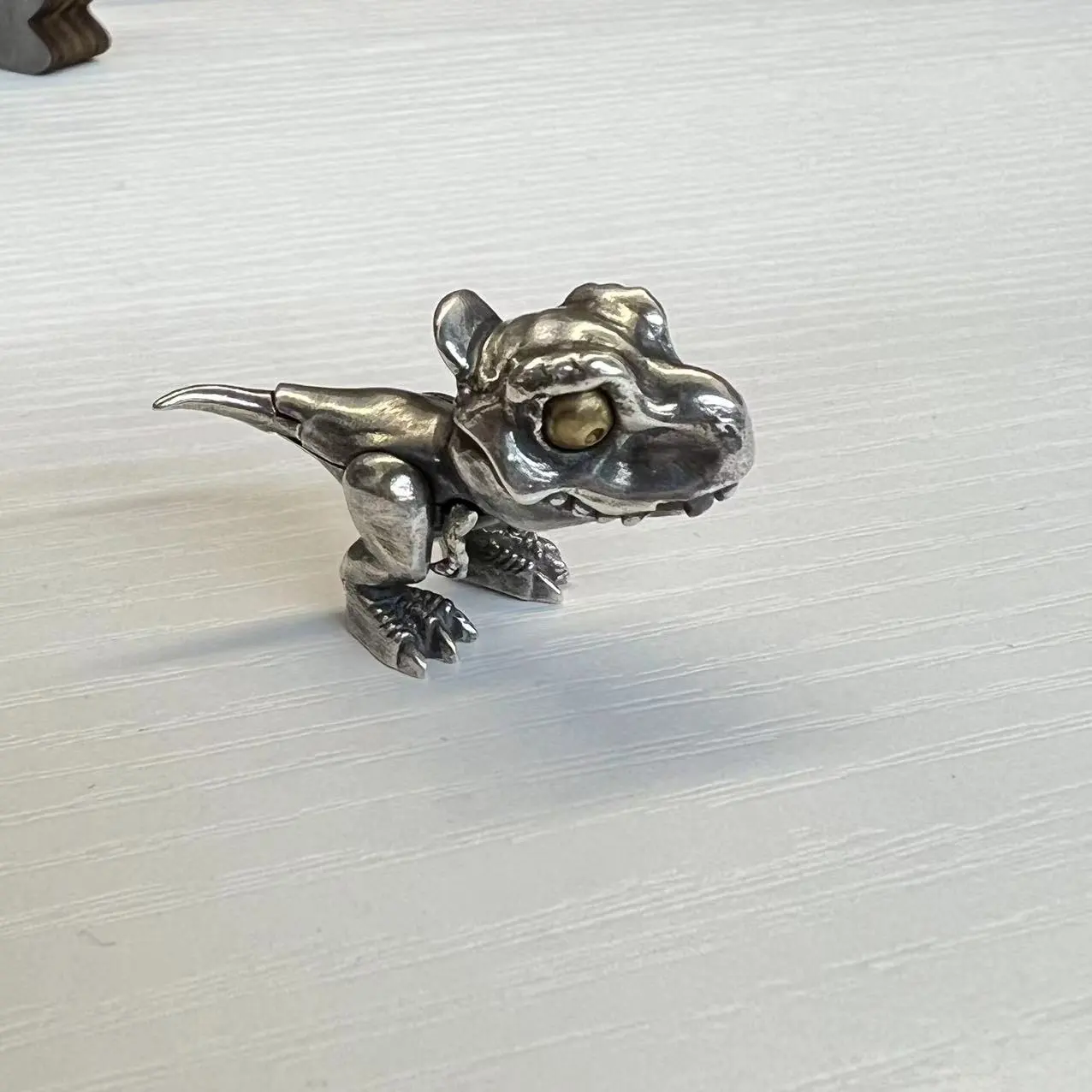 S925 Silver Artistic T-Rex Dino Retro Pendant with Moveable Limbs and Biteable Mouth