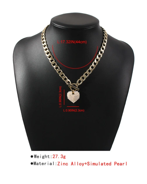 Punk Pearl Heart Necklace