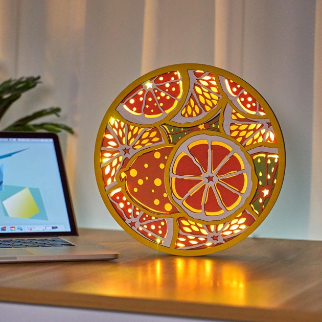 Lemon World Wood Carving Light with APP Control and Remote Control