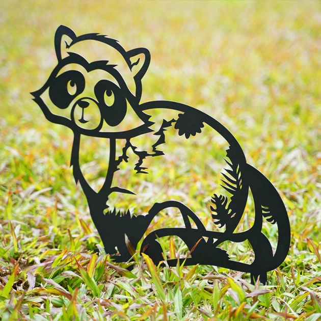 Garden Decor Art - Metal Raccoon Silhouettes Lawn Ornaments, Festival Decorations