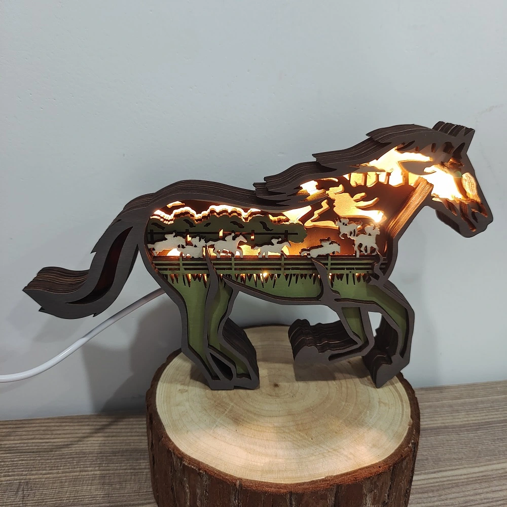 Pommel horse Wooden Animal Statues, for Home Desktop & Room Wall Decor, Gift for Men and Kids