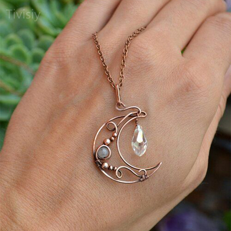 Crescent Moon Crystal Necklace
