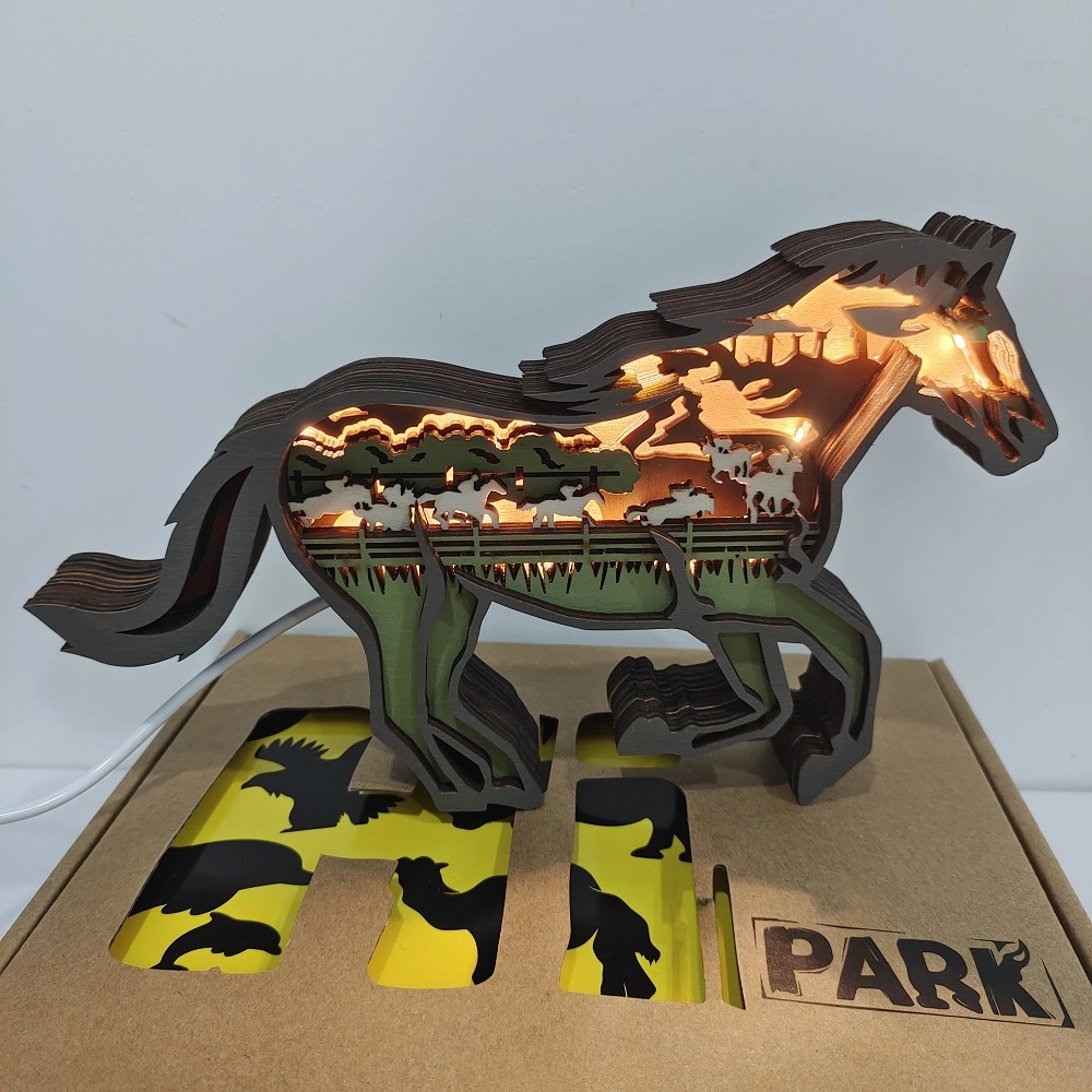 Pommel horse Wooden Animal Statues, for Home Desktop & Room Wall Decor, Gift for Men and Kids