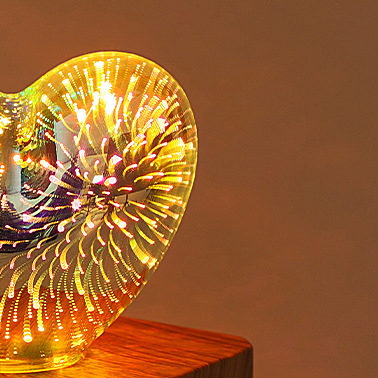 Sparkling 3D Heart Glass Fireworks Decoration Lamp