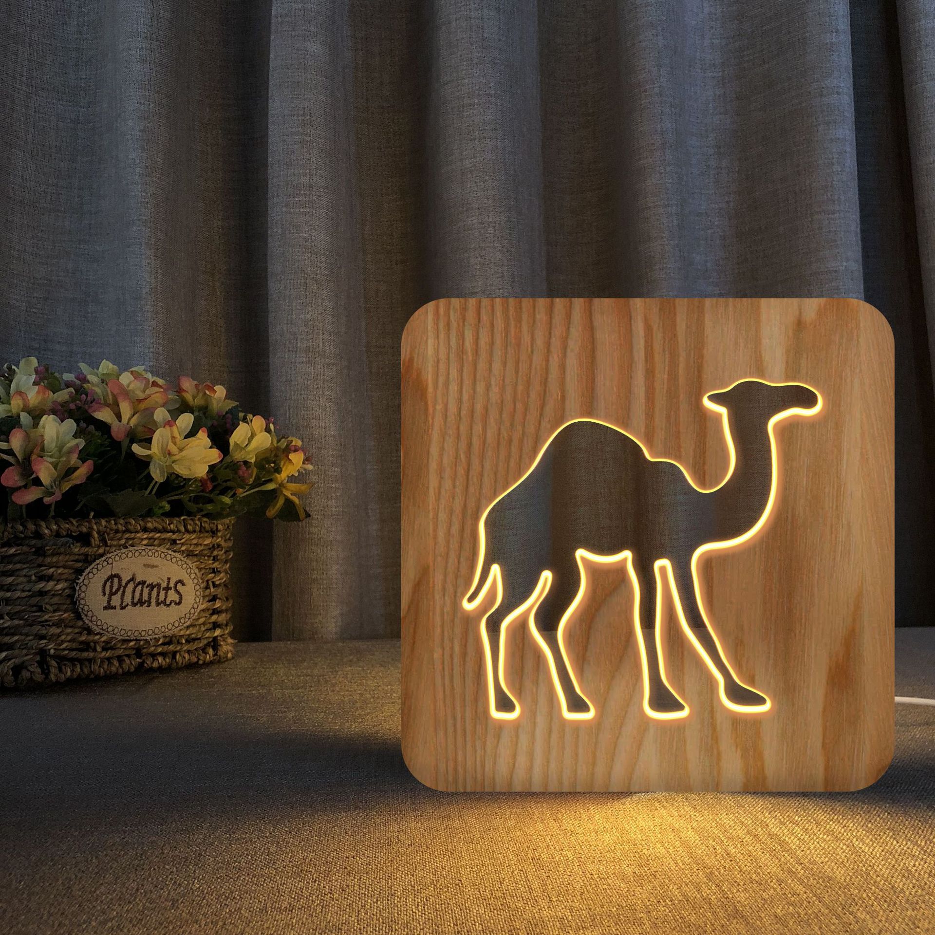 Camel Wood Frame Night Light