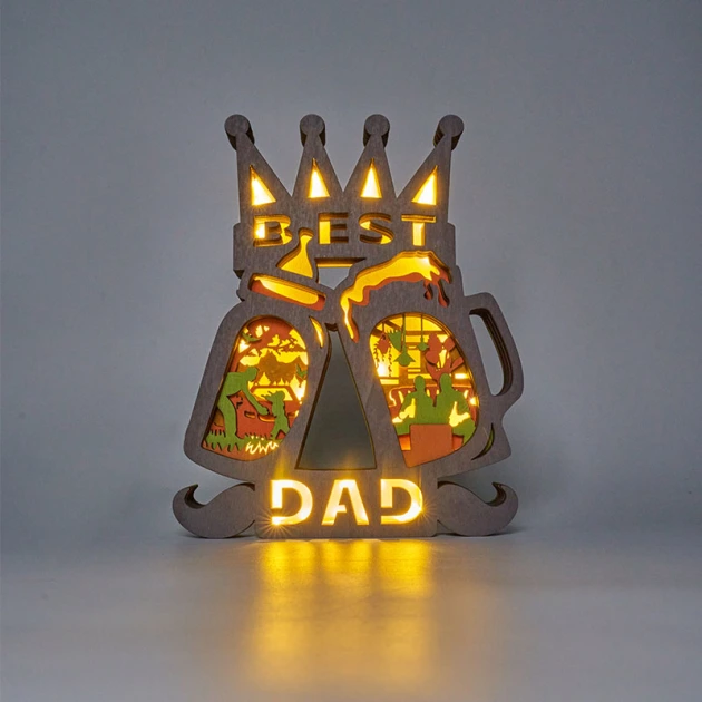 Feeder&Wine Bottle LED Wooden Night Light Gift for Father's Day Home Desktop Decor