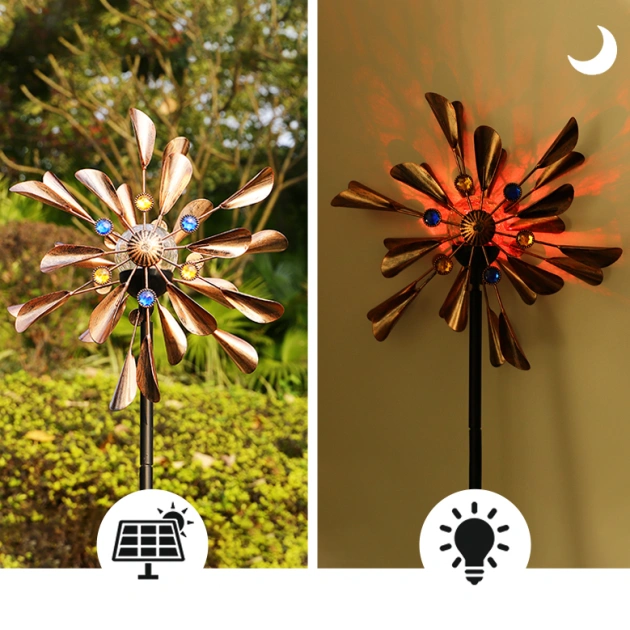 ong and Short Petal Solar Color Changing Wind Spinner