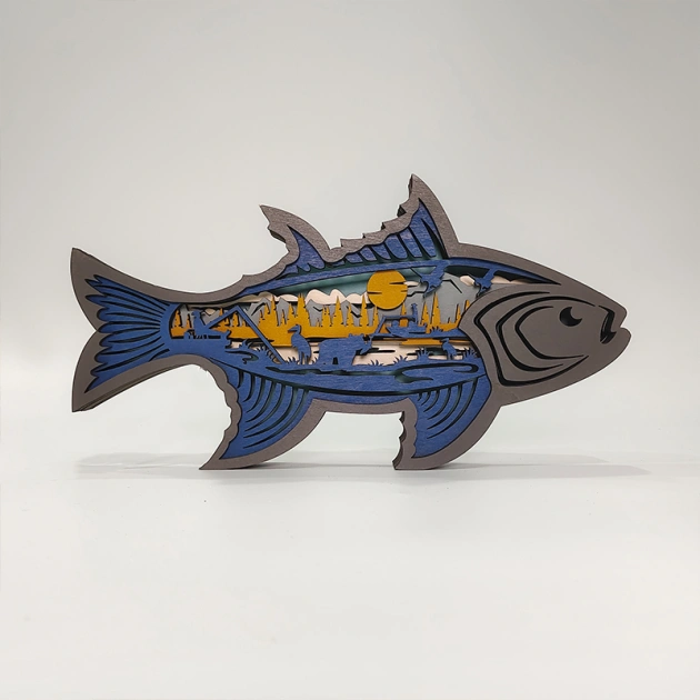 Fish Wooden Night Light, Adorable Interior Decoration, Gift for Fishing Lovers