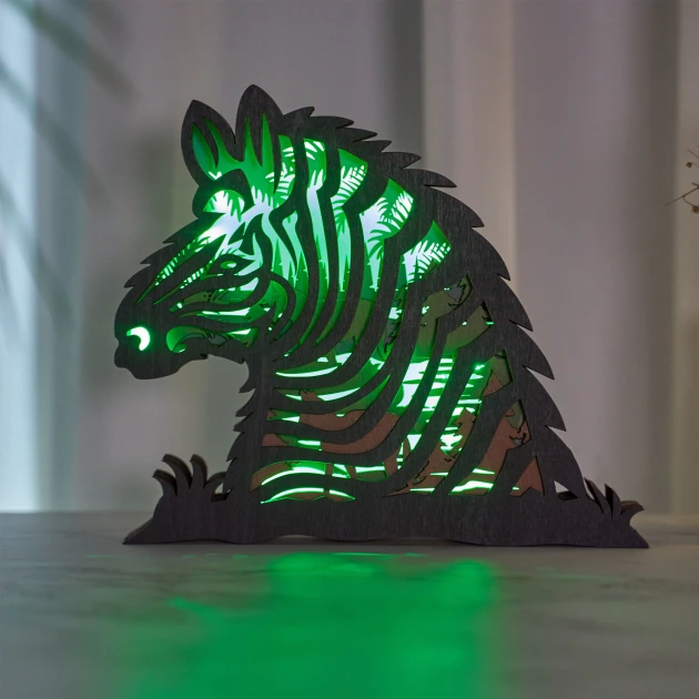 Zebra 3D Wooden Carving,Suitable for Home Decoration,Holiday Gift,Art Night Light