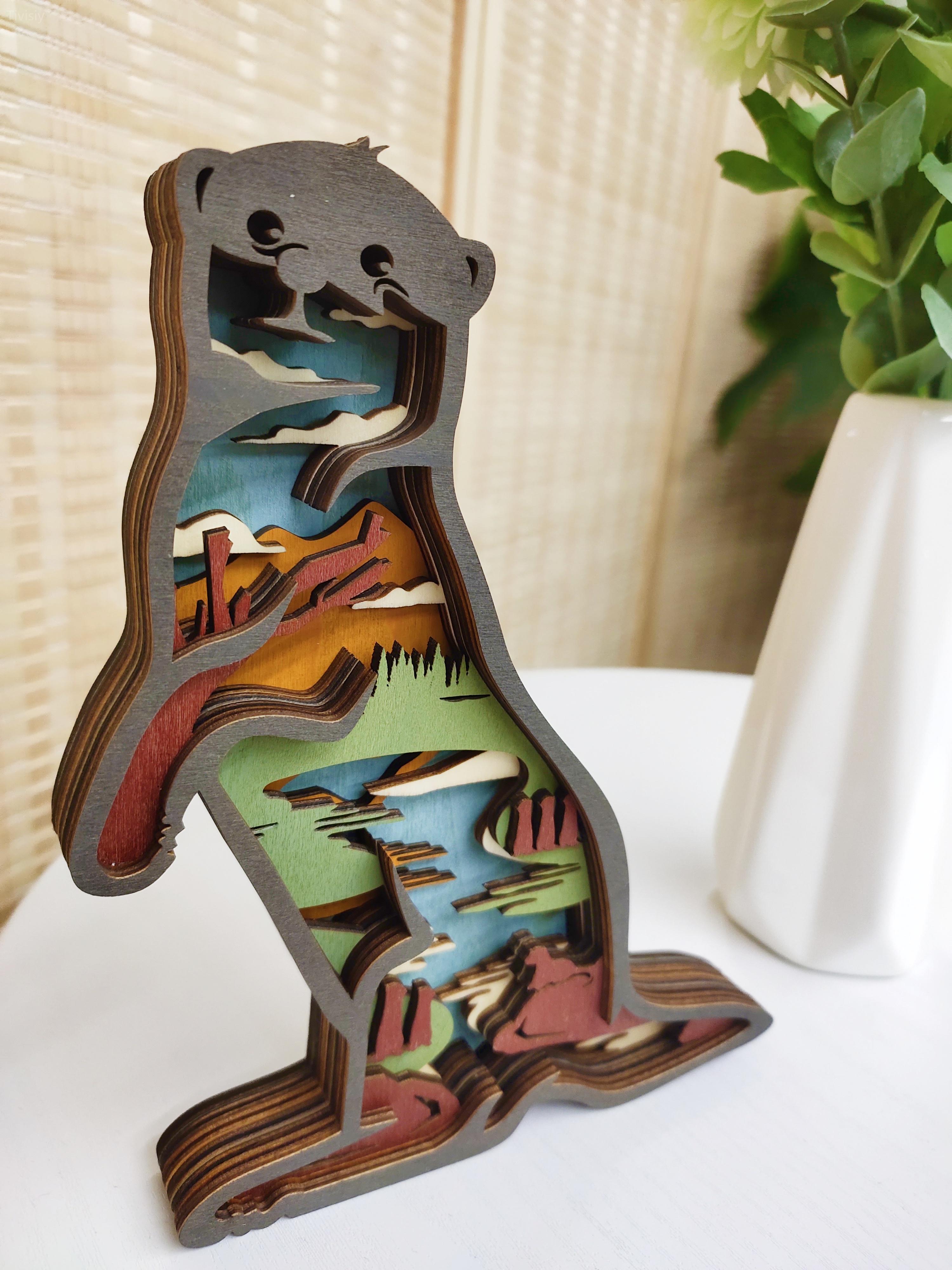 Otter Wooden Night Light, Kids Favorite, Gift for Girlfriend Wife