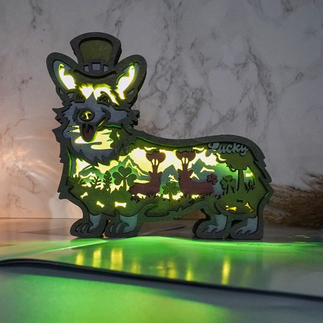 St. Patrick's Corgi 3D Wooden Ornament,Bedroom Decor,Gifts for Pet Lovers,Kids Love