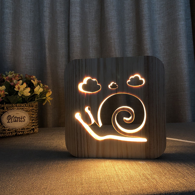 Snail Wooden Night Light