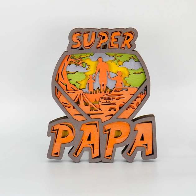 Super PAPA LED Wooden Night Light With Voice Control and Remote Control