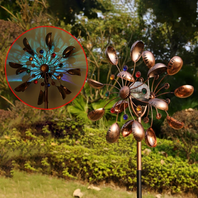 Spoon Petals Solar Color Changing Wind Spinner