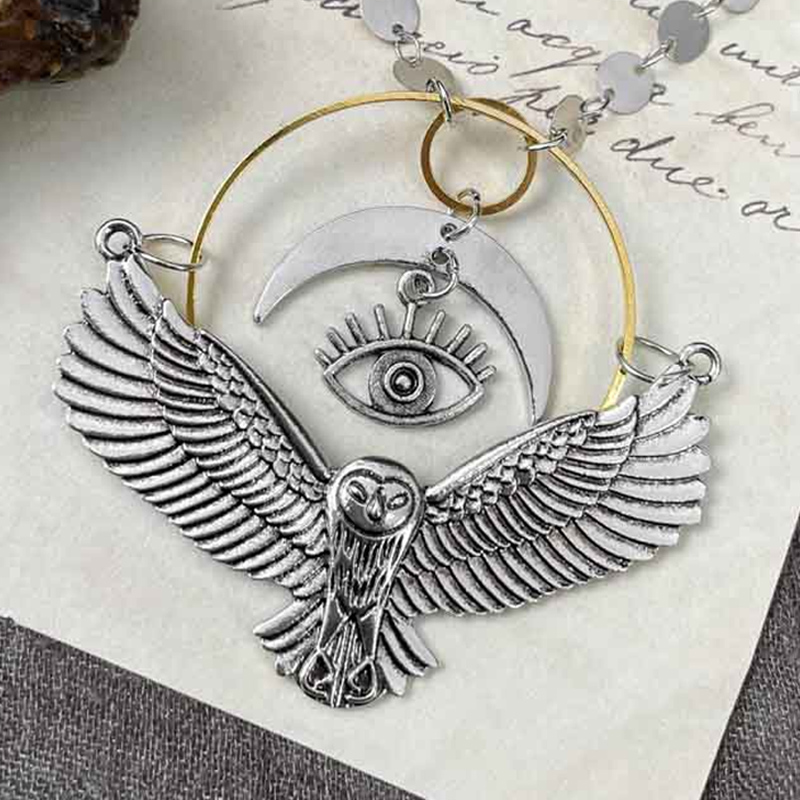 All-Seeing Eye and Crescent Owl Necklace