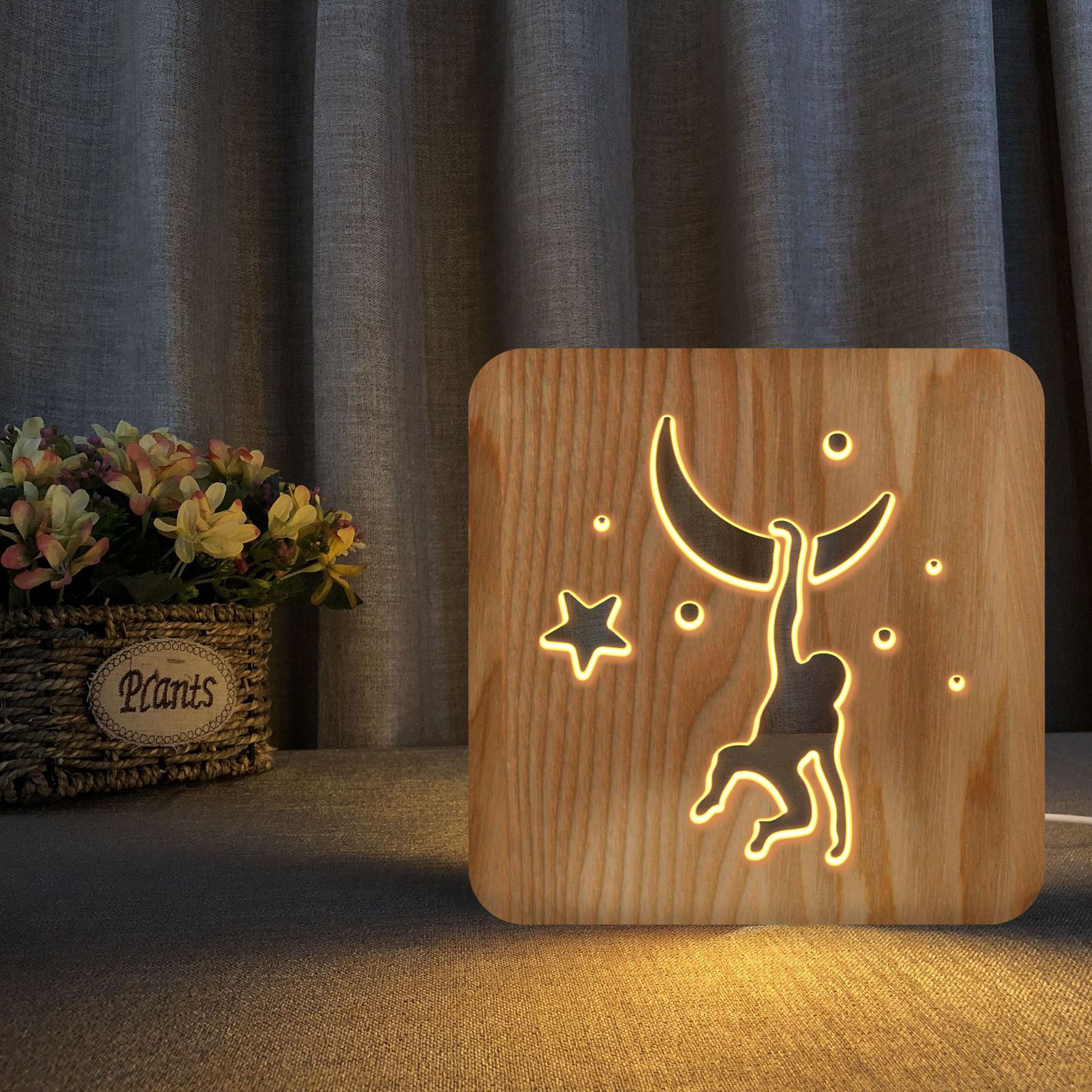 Monkey Wood Frame Night Light