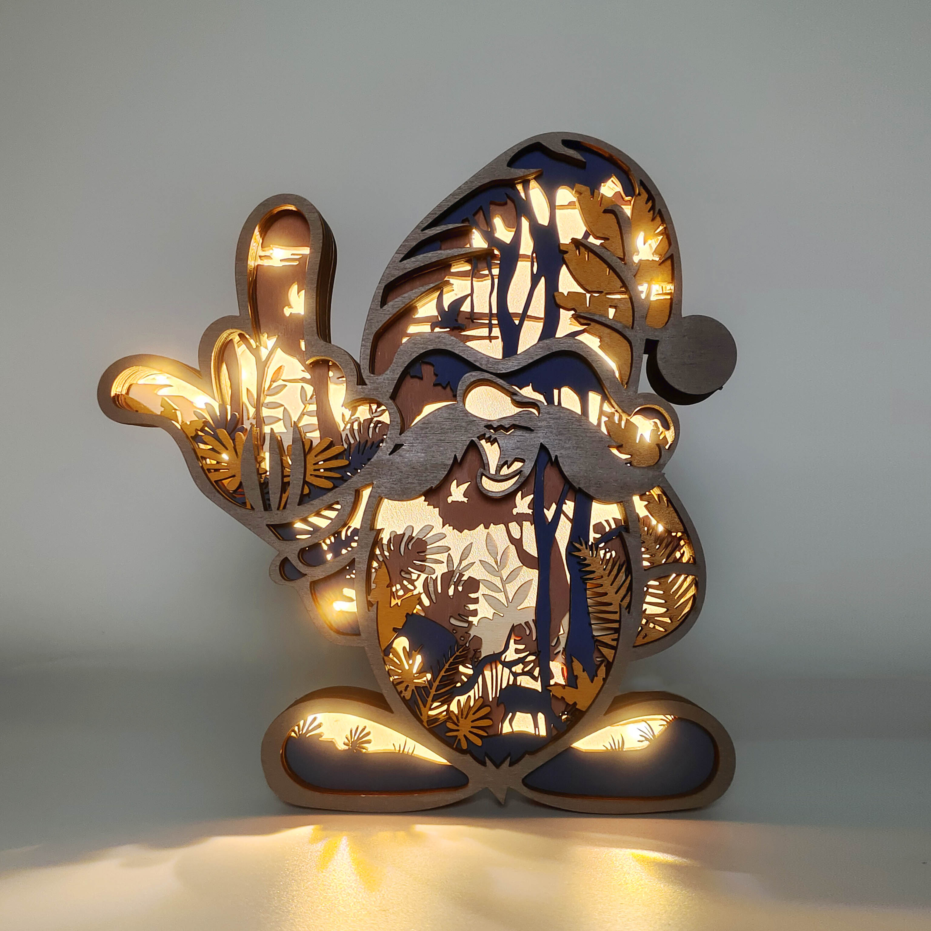 Grumpy Gnome Wooden Carving Light, Suitable For Bedroom, Bedside, Desk, Exquisite Night Light