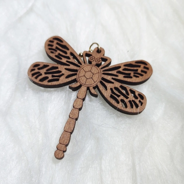 Classic Fashion Wood Dragonfly Cutout Earrings
