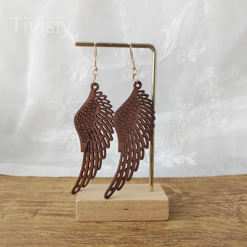 Classic Fashion Wood Wings Cutout Earrings