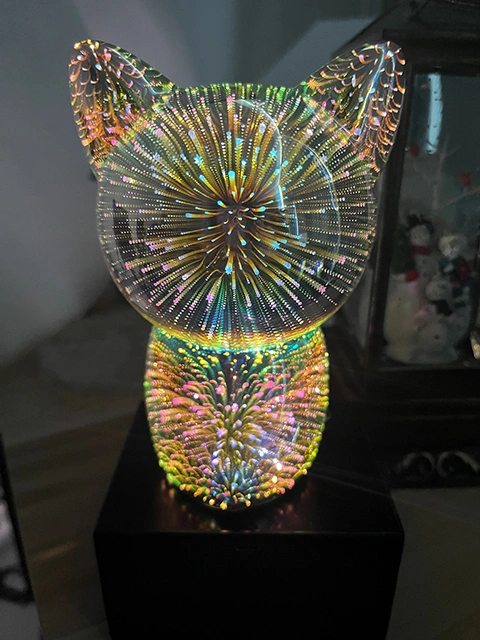 Ambient 3D Cat Glass Fireworks Decorative Lamp
