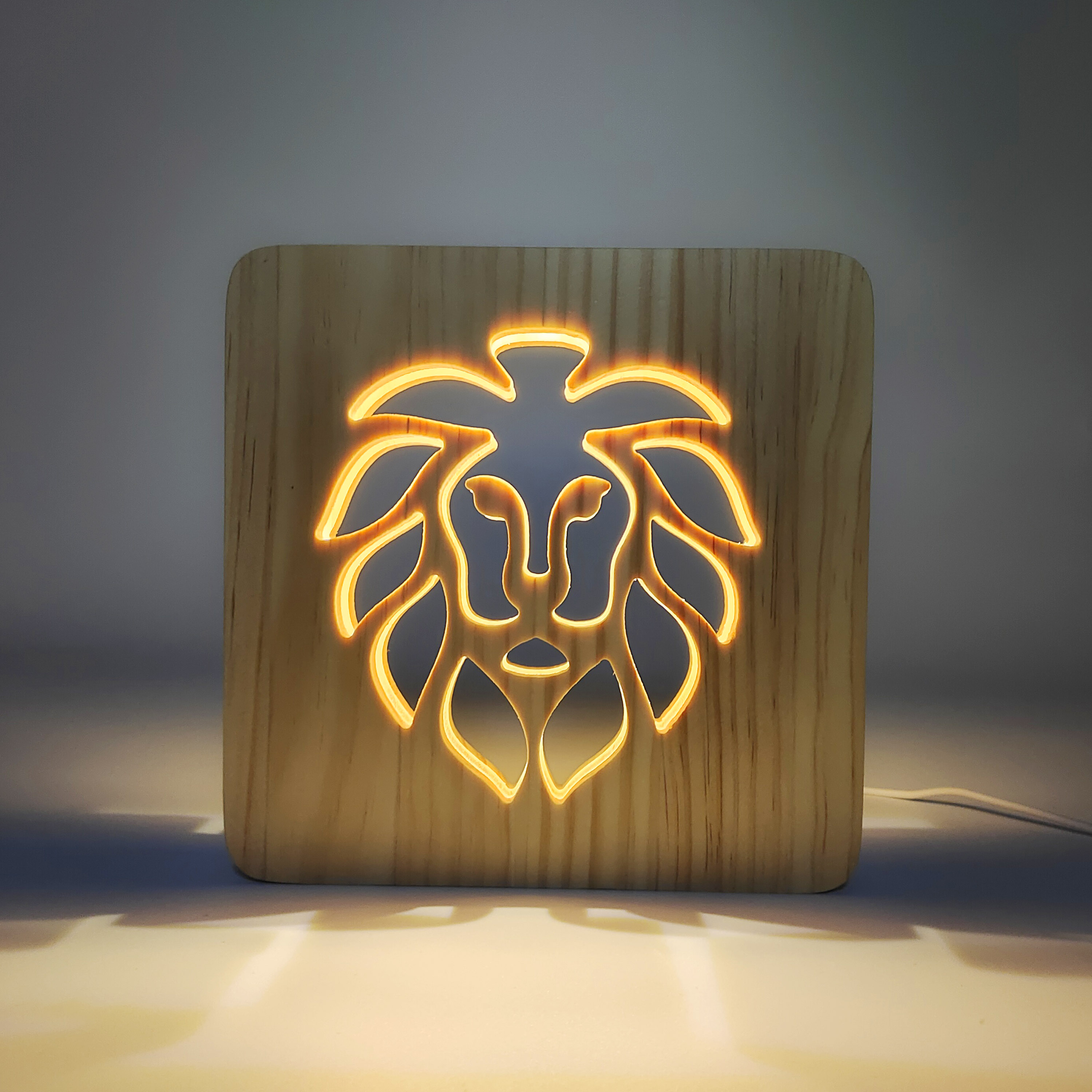 Lion Wooden Frame Night Light