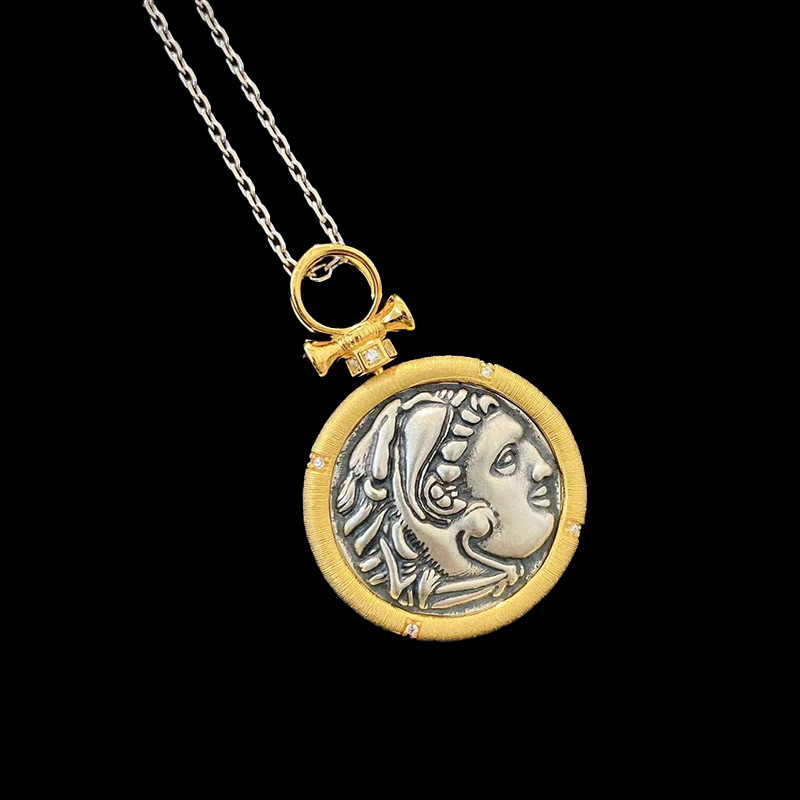 Alexander the Great and Zeus Coin Pendant Necklace